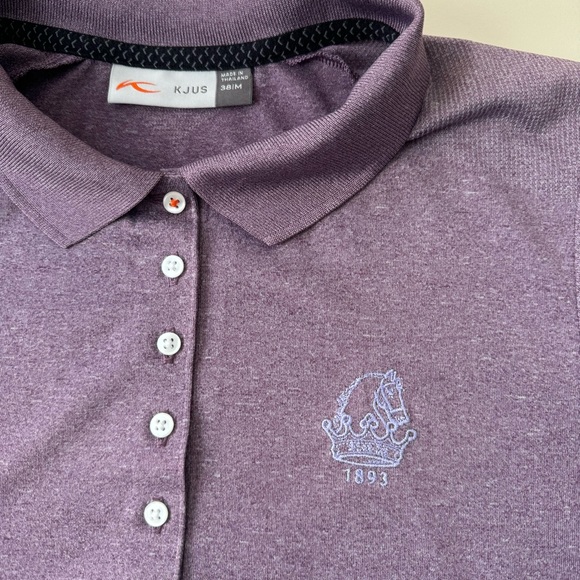 KJUS Polo Womens Medium Signe Engineered Performance Golf Heather Purple UPF 30 - Picture 3 of 9